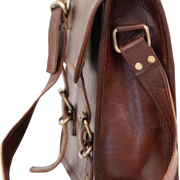 10" Inch Leather Messenger Bag vintage satchel bag Crossbody Bags for Men and Wo - Picture 7 of 8